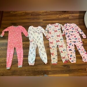 Girls size 10/10A one piece zip up pajama sets